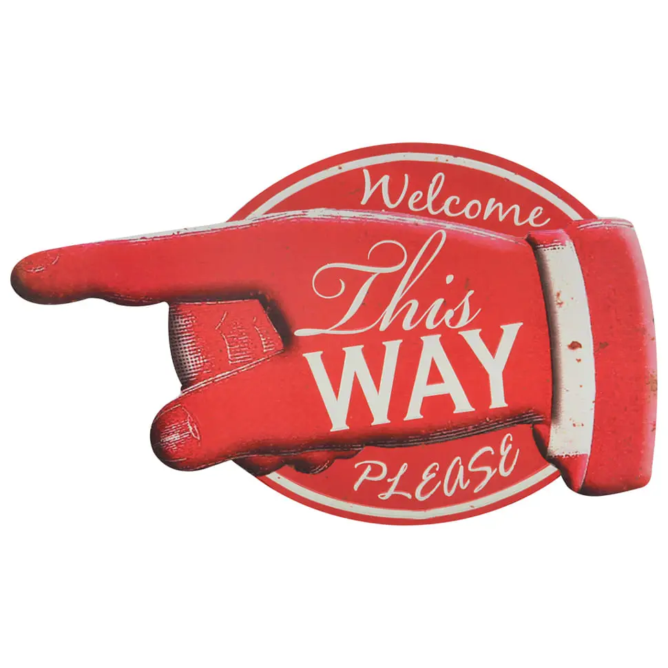 PLACA DECORATIVA 52X32 THIS WAY - VERMELHO/BRANCO - Foto 1