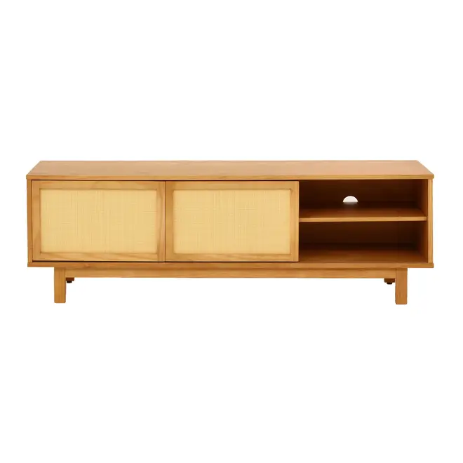 RACK 2 PORTAS DE CORRER COM PALHINHA 1,60 M X 40 CM PALHANDI - AMÊNDOA/NATURAL - Foto 3