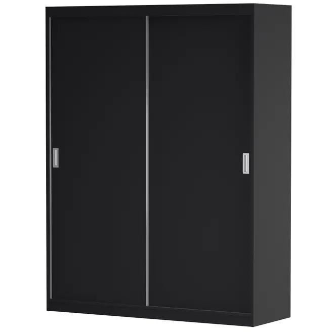 GUARDA-ROUPA DE CASAL 2 PORTAS DE CORRER 180 NOVILE - PRETO/BRANCO - Foto 16