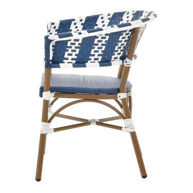 CADEIRA PARA ÁREA EXTERNA COM BRAÇOS BLUESTRIPE - CAFÉ/AZUL ESCURO - Foto 3