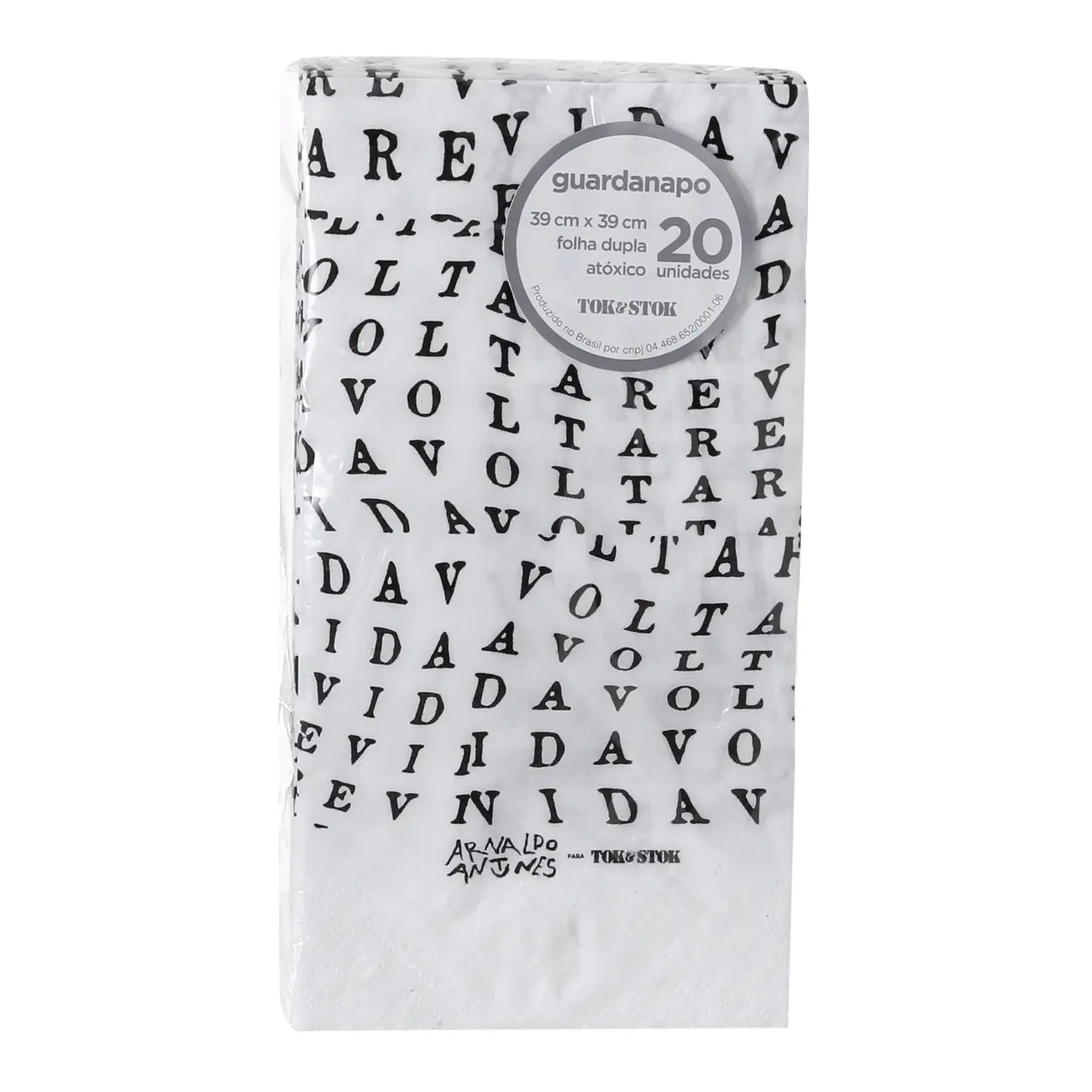 GUARDANAPO 39 CM X 39 CM PACOTE COM 20 PEÇAS TUDO OU TUDO - BRANCO/PRETO - Foto 1