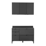 ARMÁRIO COZINHA COMPL. 5P/3G 3 PÇS SLEEK - GRAFITE/PRETO - Foto 1