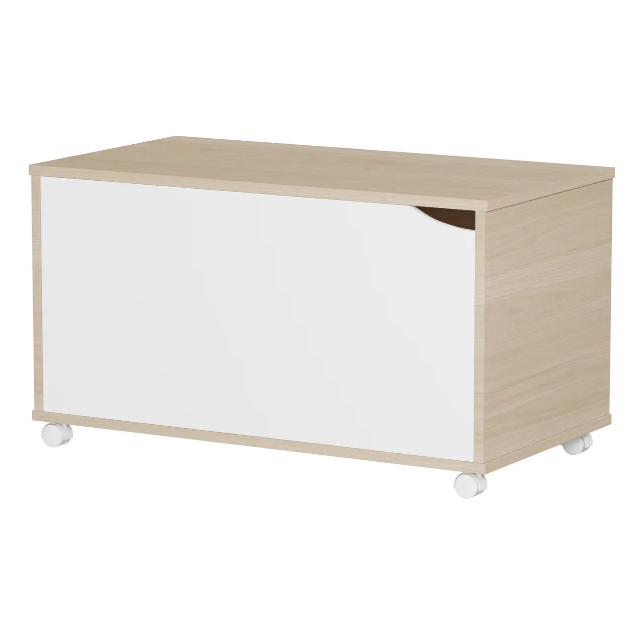 BAÚ COM RODÍZIOS 75 CM X 40 CM WINK - NATURAL WASHED/BRANCO - Foto 2