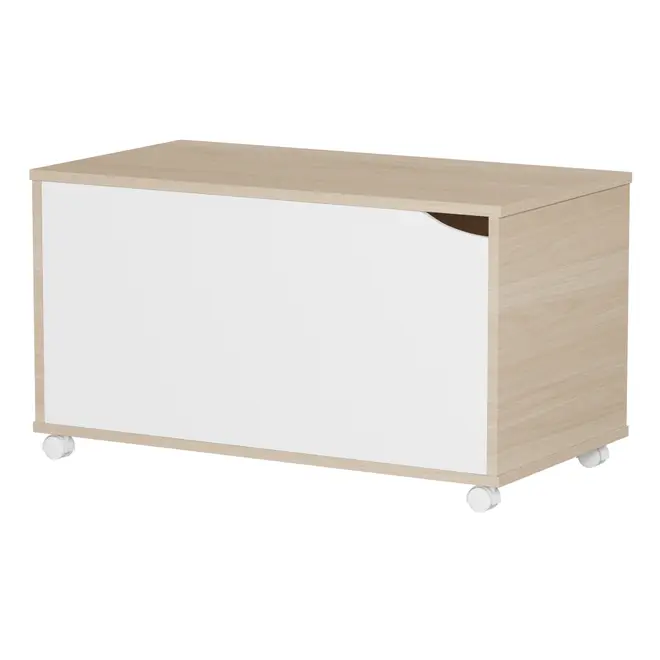 BAÚ COM RODÍZIOS 75 CM X 40 CM WINK - NATURAL WASHED/BRANCO - Foto 2