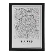 QUADRO 28 CM X 38 CM ROAD MAP PARIS - PRETO/BRANCO - Foto 1