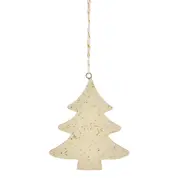 PINGENTE ÁRVORE RESPINGOS 9 CM NATAL ASTRAL - CREAM/DOURADO - Foto 1