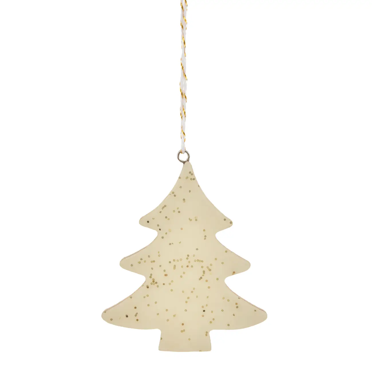 PINGENTE ÁRVORE RESPINGOS 9 CM NATAL ASTRAL - CREAM/DOURADO - Foto 1