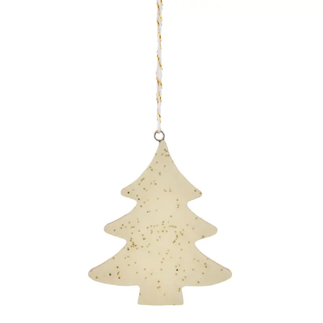 PINGENTE ÁRVORE RESPINGOS 9 CM NATAL ASTRAL - CREAM/DOURADO - Foto 1