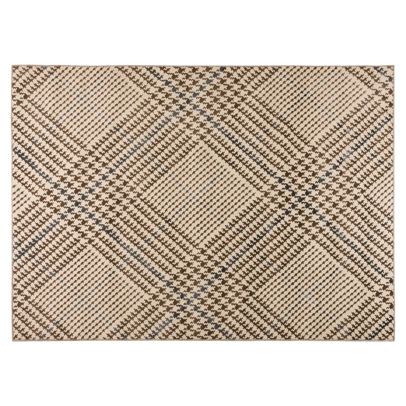 TAPETE 1,50 M X 2 M PLAID - BEGE/MARROM - Foto 1
