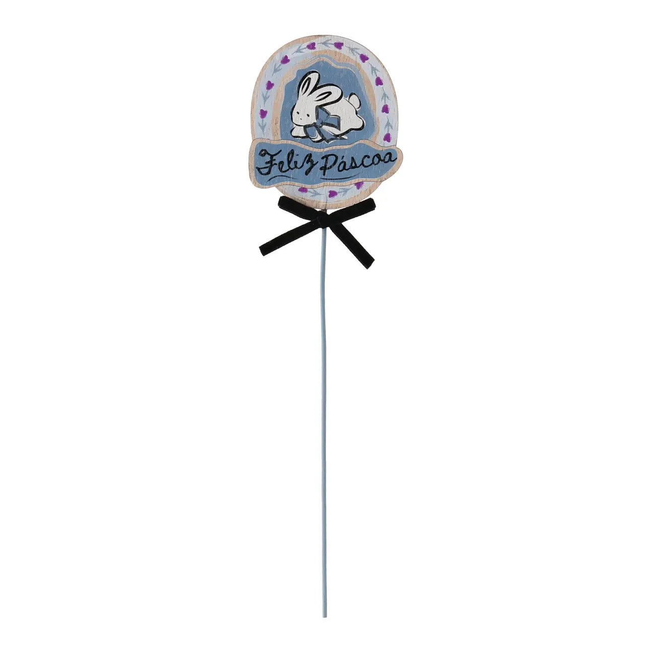 PALITO DECORATIVO 30 CM PASCOQUETTE - BLEU CENDRÉ/PRETO - Foto 1