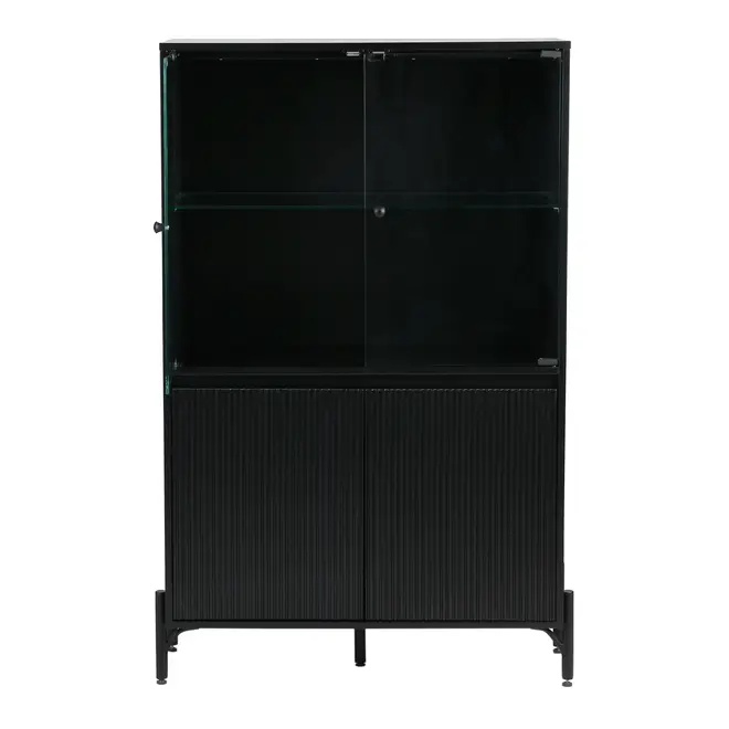 CRISTALEIRA 4 PORTAS 90X139 RIBS - PRETO/INCOLOR - Foto 2