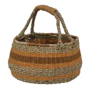 CESTO 32 CM X 30 CM X 30 CM ENTREMEADO - FIBRA CLARA/CANELA DO CEILÃO - Foto 3
