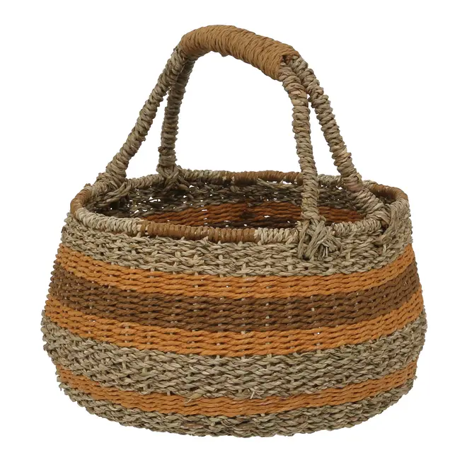 CESTO 32 CM X 30 CM X 30 CM ENTREMEADO - FIBRA CLARA/CANELA DO CEILÃO - Foto 3