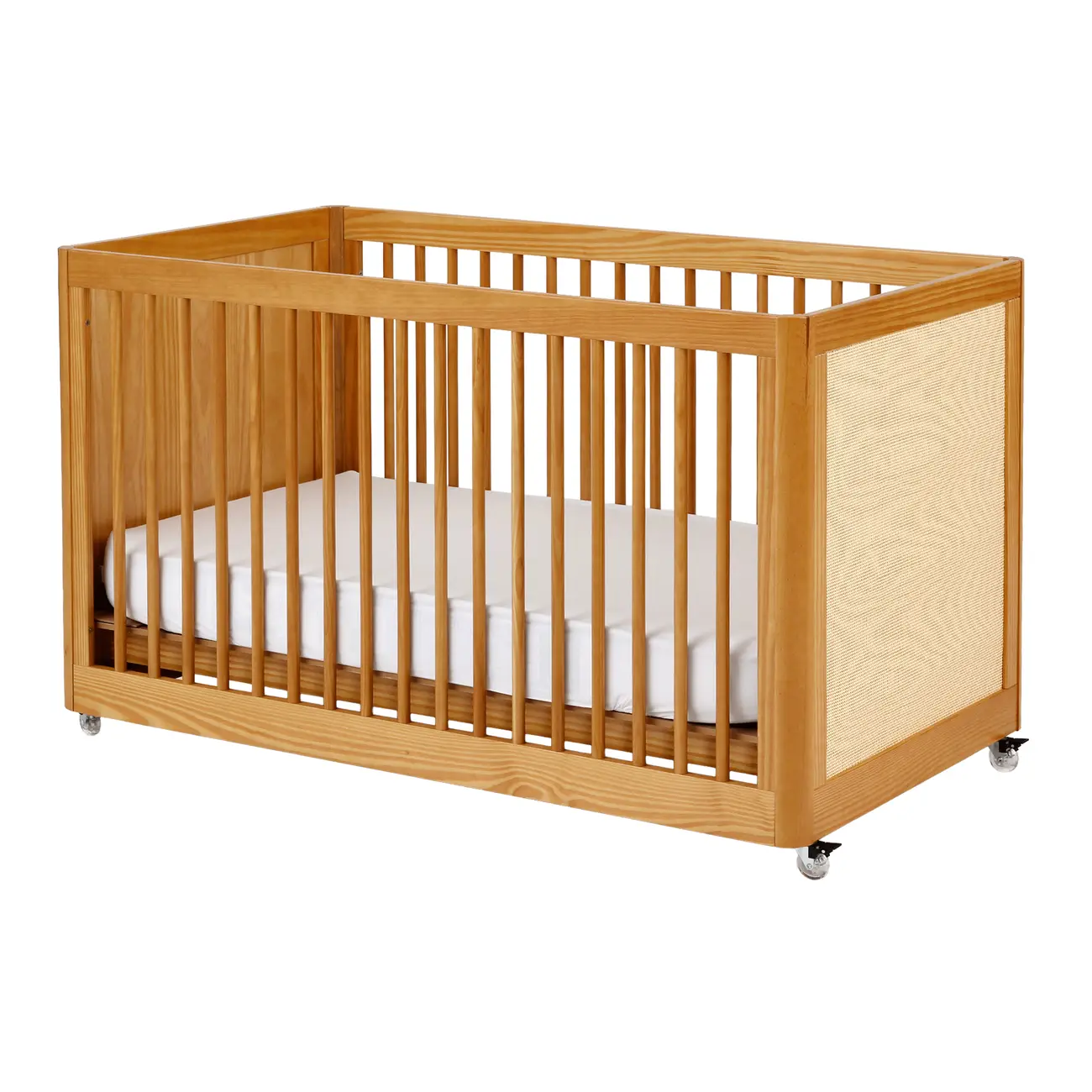 BERÇO COM PALHINHA 70 CM 2 EM 1 - BERÇO/MINICAMA PALHANDI - AMÊNDOA/NATURAL - Foto 4