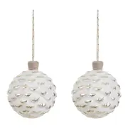 KIT PINGENTE BOLA PINHA COM 2 PEÇAS NATAL ASTRAL - BRANCO/DOURADO - Foto 1