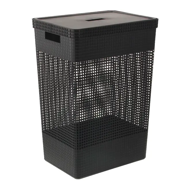 CESTO PARA ROUPAS GRID - PRETO - Foto 1