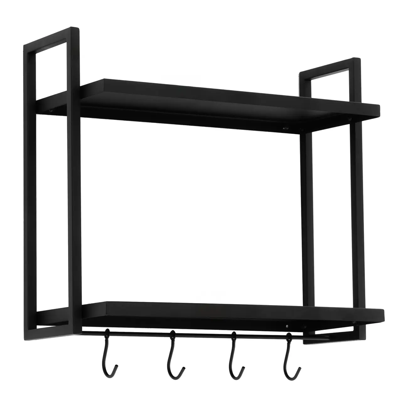 PRATELEIRA DUPLA COM GANCHOS 45 CM X 53 CM X 22 CM TIER - PRETO - Foto 4