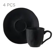JOGO DE XÍCARA CAFÉ C/4 PÇS GEO ORGÂNICO - PRETO FOSCO - Foto 1