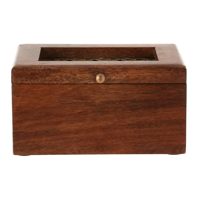 CAIXA DECORATIVA 17 CM X 14 CM X 9 CM BERWICK - NOZES/OURO VELHO - Foto 3