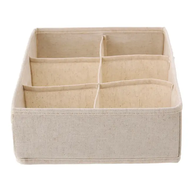 CESTO ORGANIZADOR DOBRÁVEL COM 6 DIVISÓRIAS QUADRADAS COTTON LINNEN - NATURAL - Foto 3