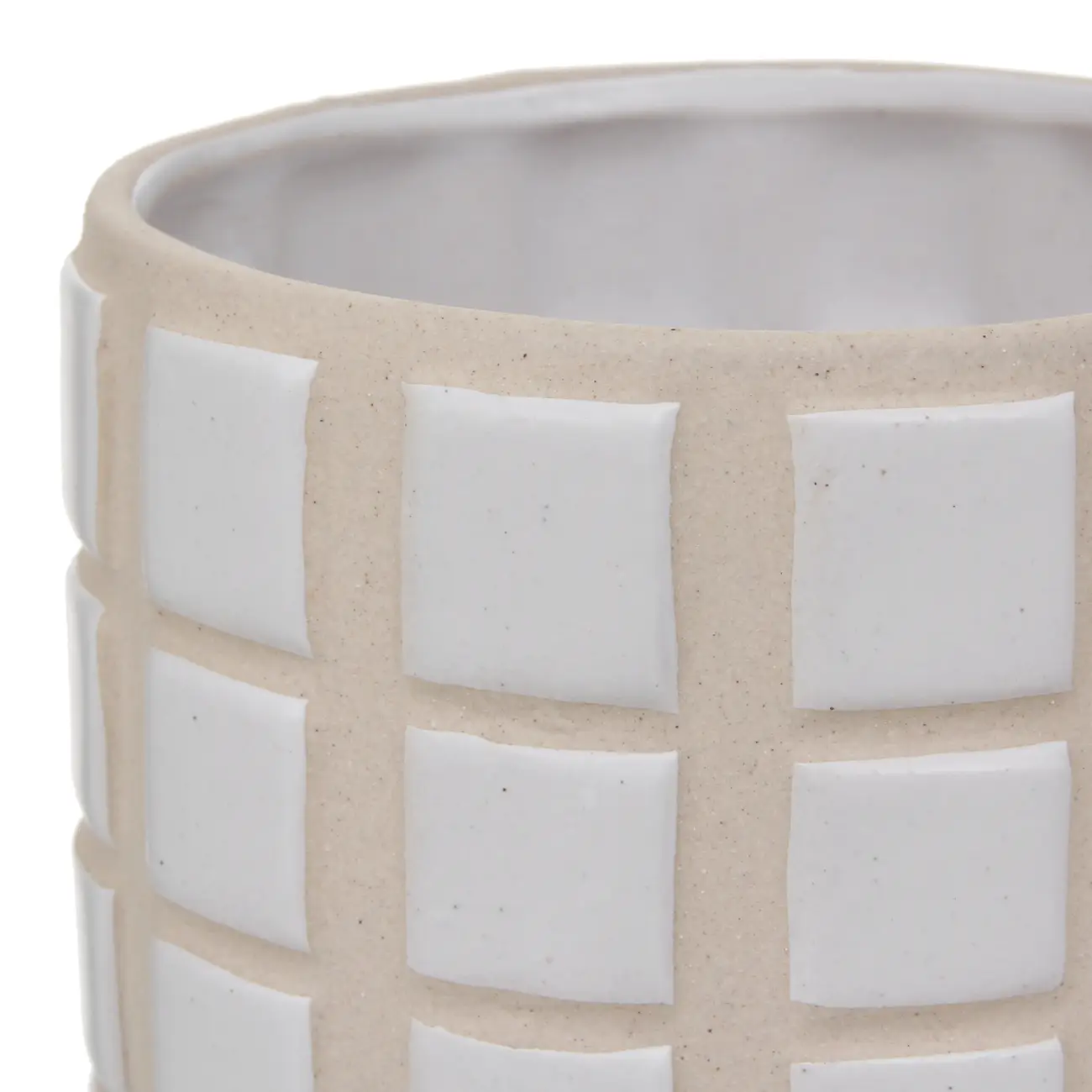 CACHEPÔ 11 CM LADEADO - ARGILA CRUA/BRANCO - Foto 4