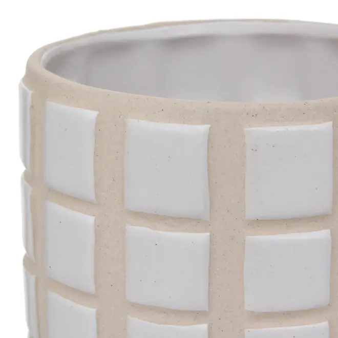CACHEPÔ 11 CM LADEADO - ARGILA CRUA/BRANCO - Foto 4