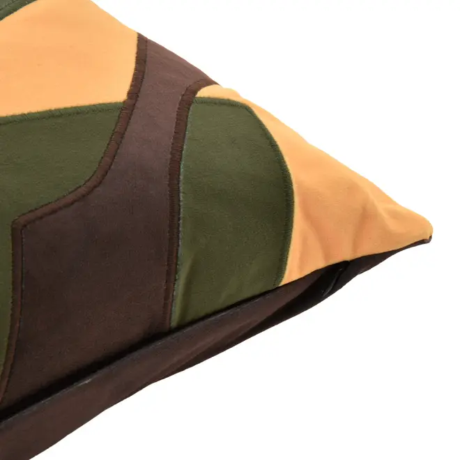 ALMOFADA 43 CM X 43 CM OFFCUTS - AMARELO HANBAR/MARROM DE LEI - Foto 3