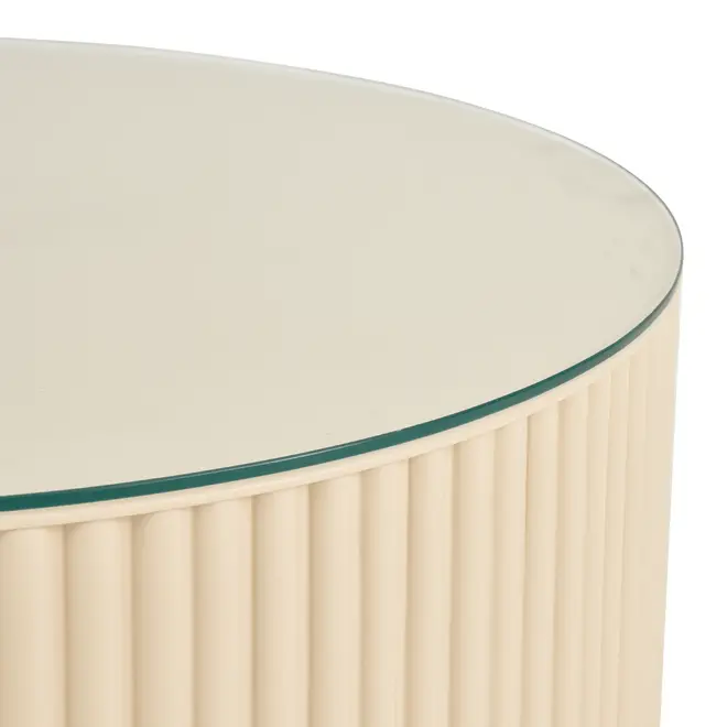 MESA DE CENTRO REDONDA 70 CM RIBS - AREIA/INCOLOR - Foto 3