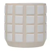 CACHEPÔ 11 CM LADEADO - ARGILA CRUA/BRANCO - Foto 1