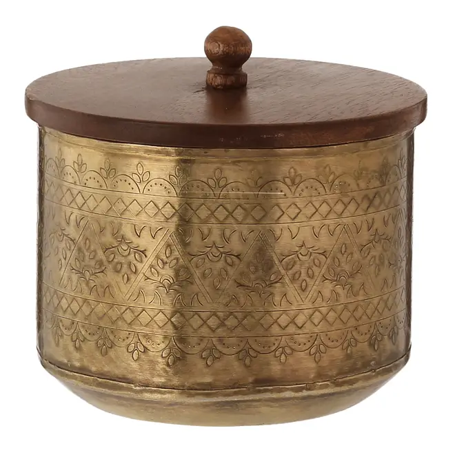 CAIXA DECORATIVA 16 CM X 14 CM PROA - OURO VELHO/NOZES - Foto 1