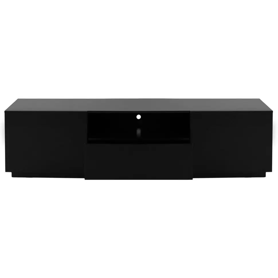 RACK 2 PORTAS/1 GAVETA 1,80 M X 40 CM ROOM - PRETO - Foto 1