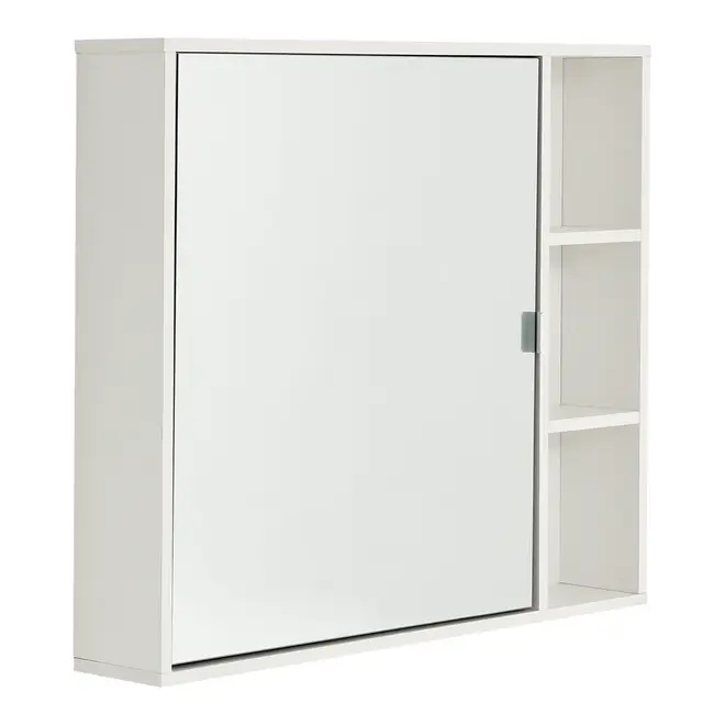 ARMÁRIO DE BANHEIRO COM ESPELHO 1 PORTA 80 CM X 70 CM SLEEK - BRANCO/PRATA - Foto 2