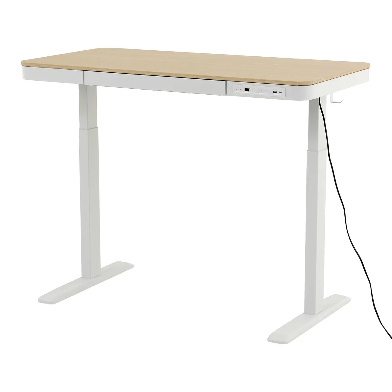 MESA DE ESCRITÓRIO REGULÁVEL E ELÉTRICA 1 GAVETA 1,18 M X 60 CM ELEVATION PLUS - BRANCO/CARVALHO - Foto 6