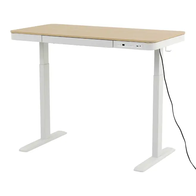 MESA DE ESCRITÓRIO REGULÁVEL E ELÉTRICA 1 GAVETA 1,18 M X 60 CM ELEVATION PLUS - BRANCO/CARVALHO - Foto 6