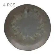 JOGO DE PRATO RASO C/4 PÇS GEO ORGÂNICO - OXIDADO VERDE - Foto 1