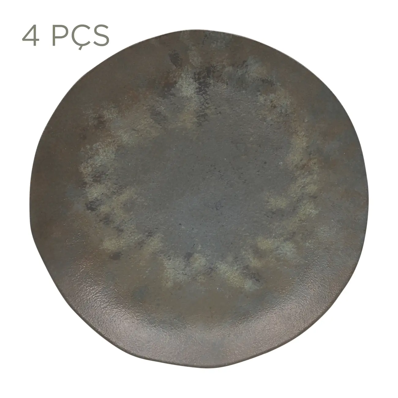 JOGO DE PRATO RASO C/4 PÇS GEO ORGÂNICO - OXIDADO VERDE - Foto 1