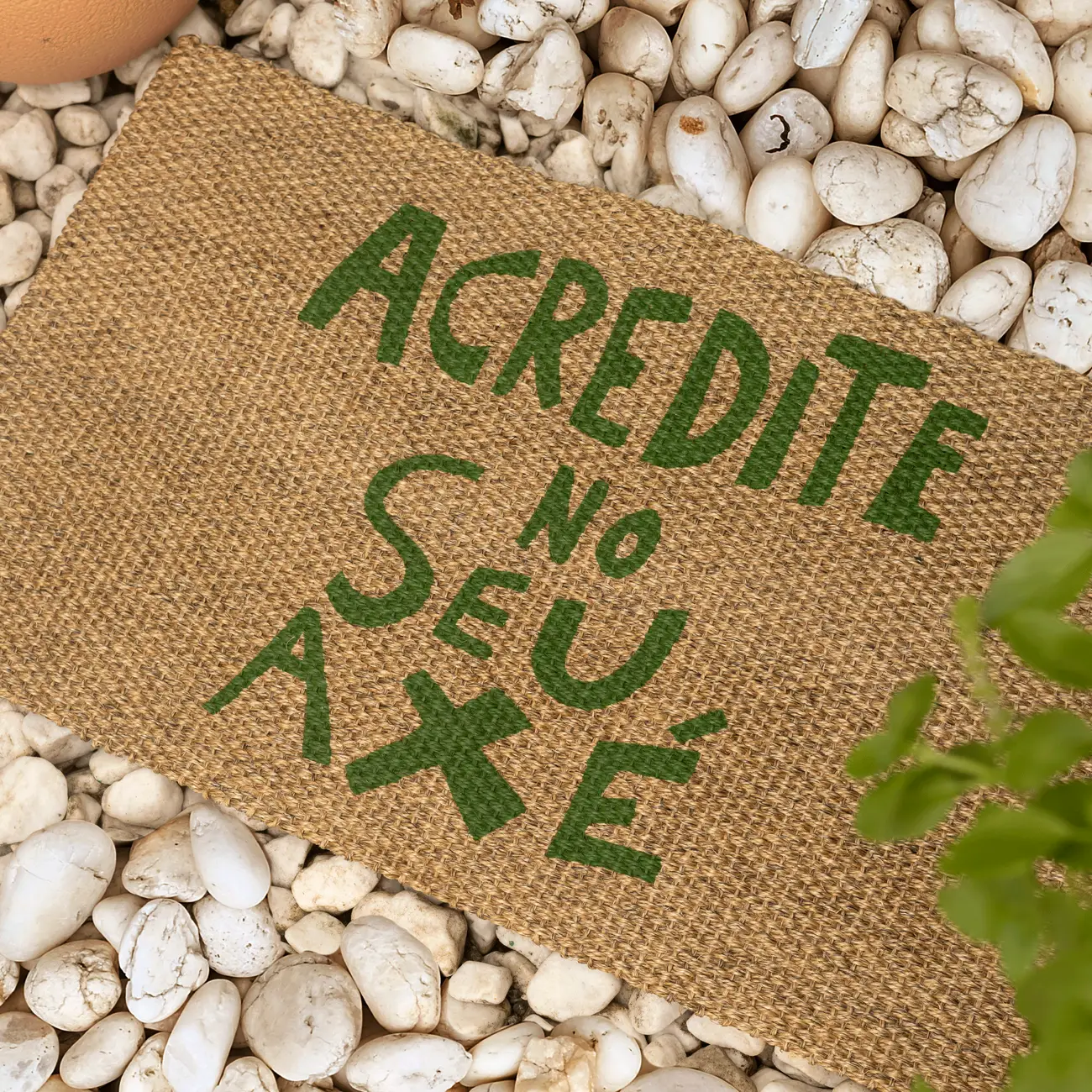 CAPACHO 45 CM X 75 CM SETE ERVAS AXÉ - FIBRA CLARA/VERDE - Foto 4