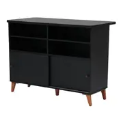 BALCÃO DE COZINHA COM 2 PORTAS DE CORRER 1,20 M X 60 CM LIN - PRETO/NOZES - Foto 4