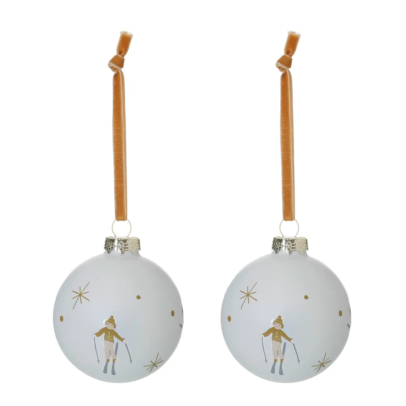 PINGENTE BOLA 7 CM CONJUNTO COM 2 PEÇAS SKI FINE FESTIVITY - CREAM/MULTICOR - Foto 1