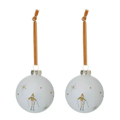 PINGENTE BOLA 7 CM CONJUNTO COM 2 PEÇAS SKI FINE FESTIVITY