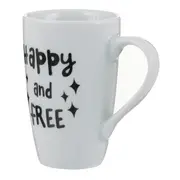 CANECA 400 ML HAPPY AND FREE - PRETO/BRANCO - Foto 2