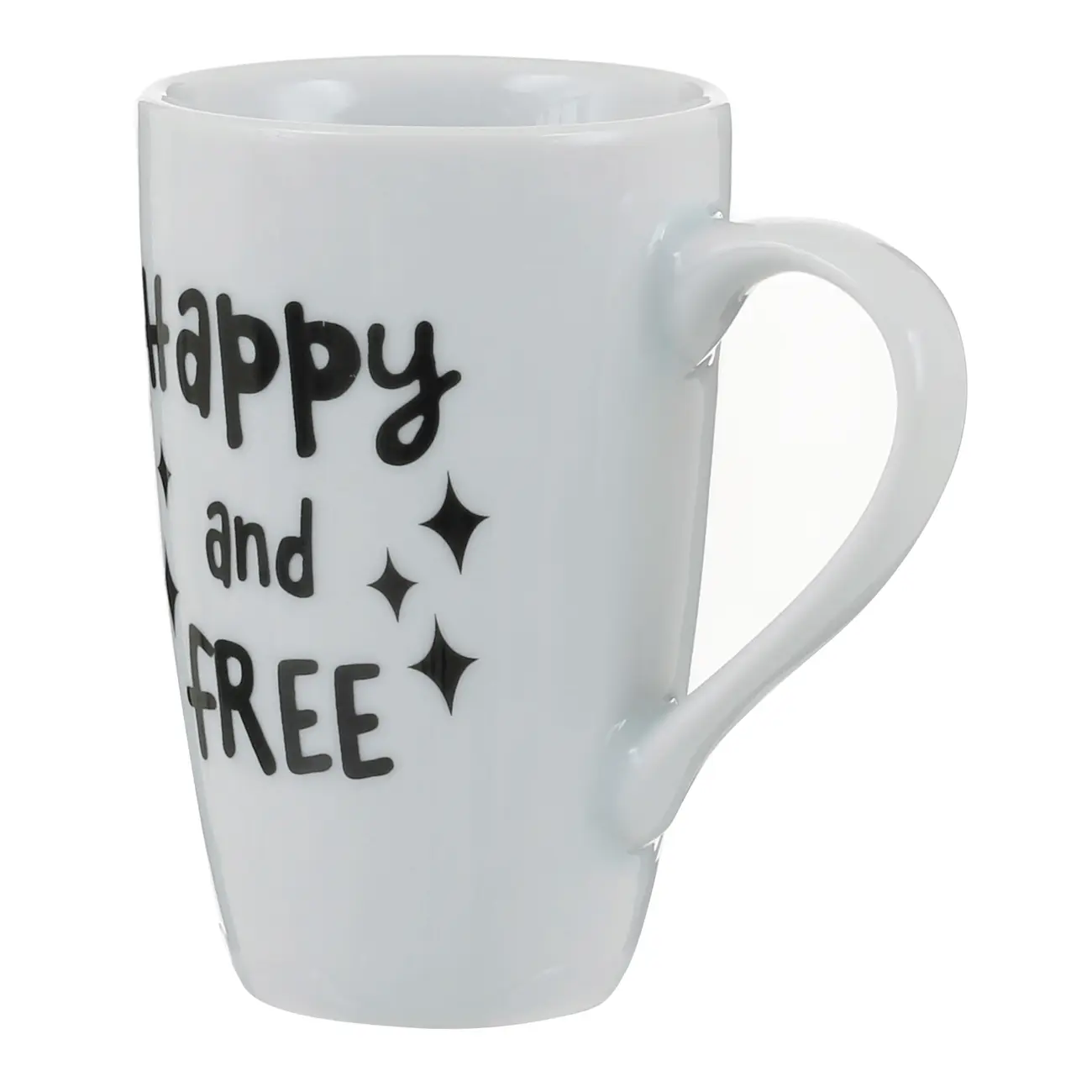 CANECA 400 ML HAPPY AND FREE - PRETO/BRANCO - Foto 2