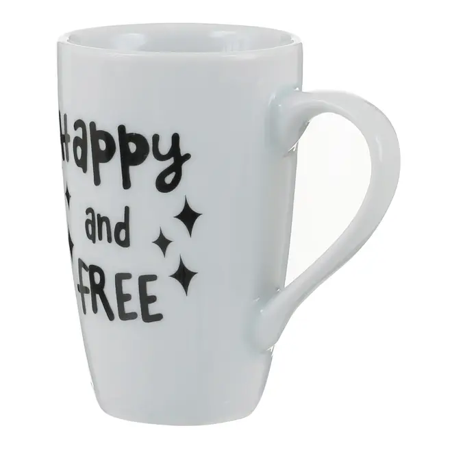 CANECA 400 ML HAPPY AND FREE - PRETO/BRANCO - Foto 2