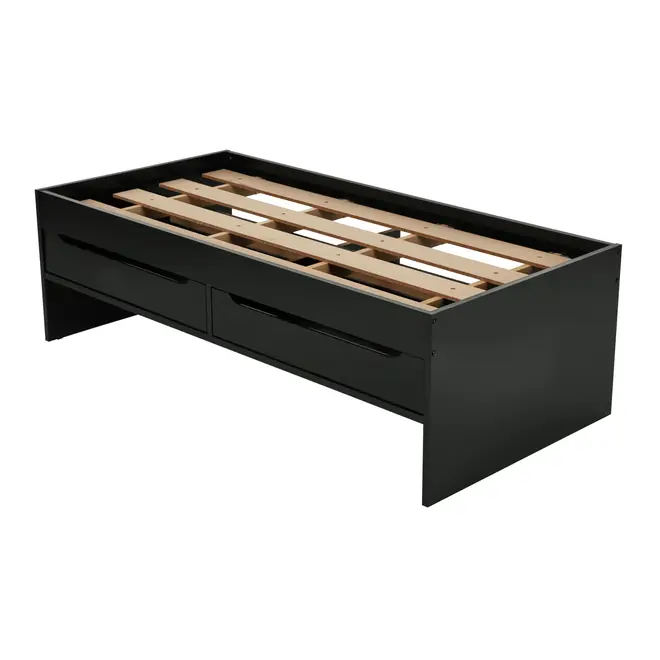 CAMA DE SOLTEIRO ALTA COM 2 GAVETAS 88 CM JOKER - PRETO - Foto 9