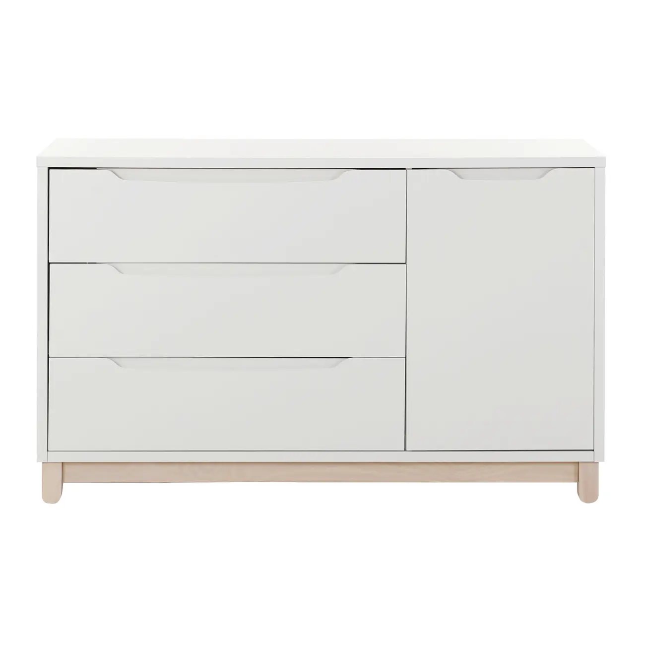 CÔMODA 3 GAVETAS/1 PORTA 1,36 M X 45 CM DULCE - BRANCO/NATURAL WASHED - Foto 1