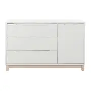 CÔMODA 3 GAVETAS/1 PORTA 1,36 M X 45 CM DULCE - BRANCO/NATURAL WASHED - Foto 1