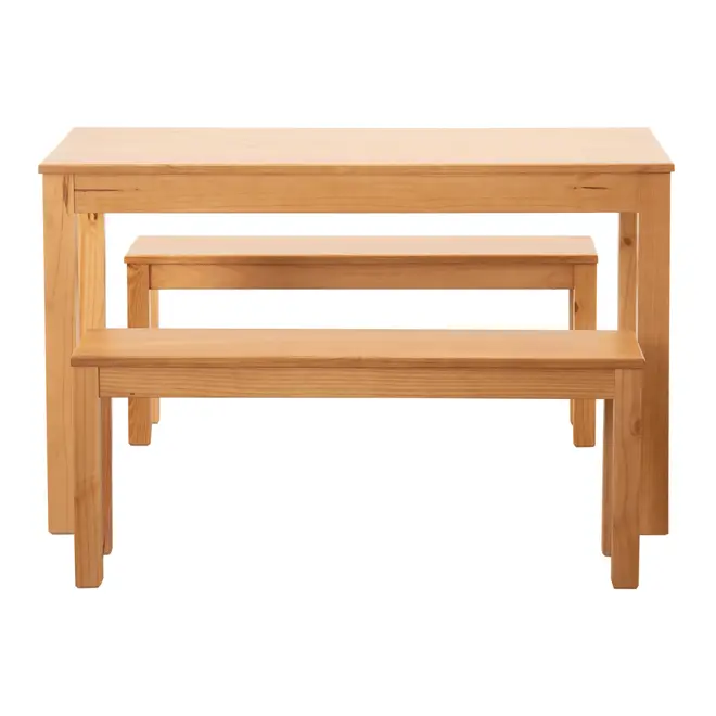 MESA COM 2 BANCOS ALENTEJO - AMÊNDOA/AMÊNDOA - Foto 1