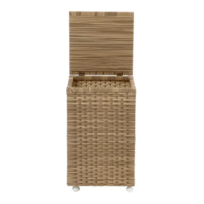 CESTO PARA ROUPA COM RODINHAS 35 CM X 35 CM X 57 CM ENREDO - BEGE - Foto 2