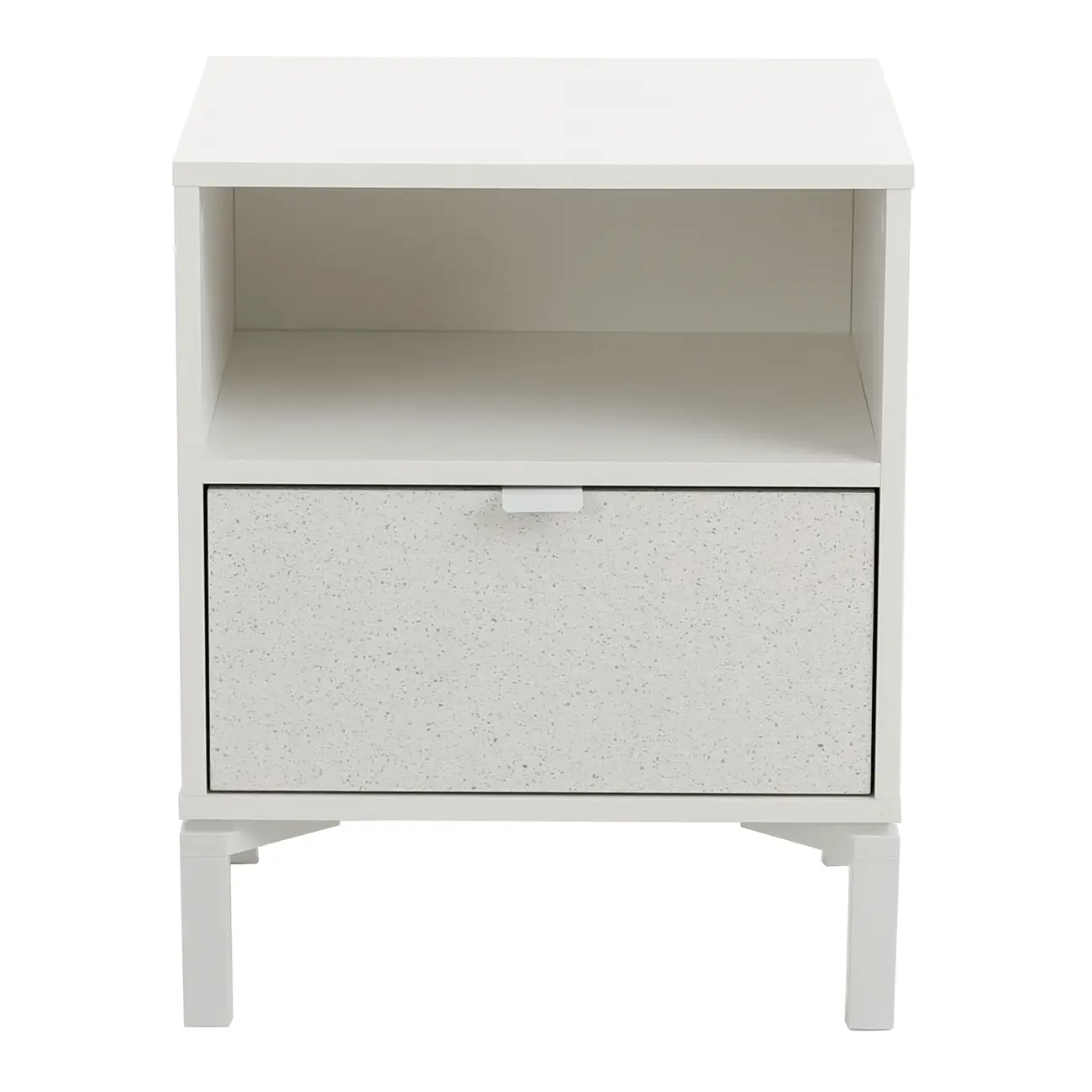 MESA DE CABECEIRA 1 GAVETA SLEEK - BRANCO/GRANILITE - Foto 1