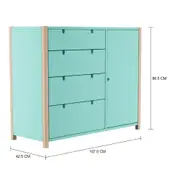 CÔMODA 4 GAVETAS/1 PORTA 1,07 M X 42 CM PIN PLAY - NATURAL WASHED/MENTA - Foto 14